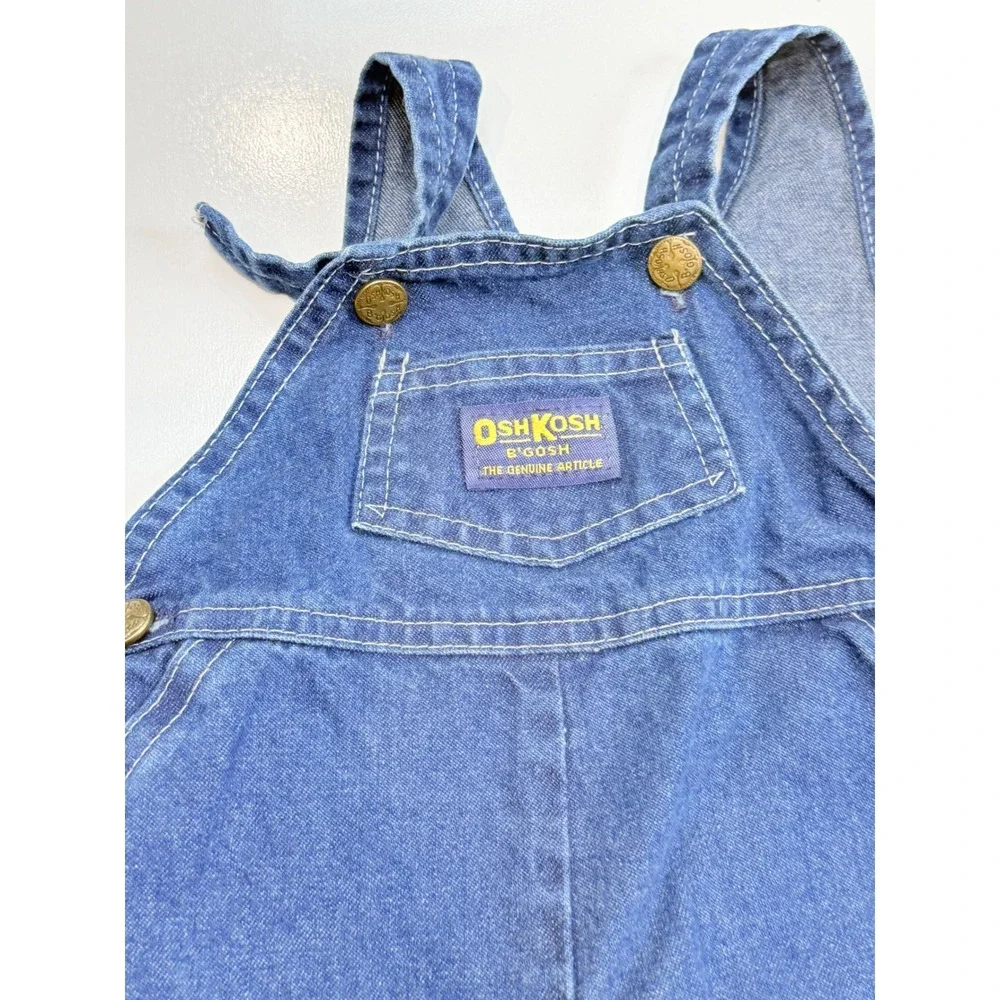 Vintage OshKosh Bgosh Blue Denim Footed Overalls Vestbak Infant 3/6 Months